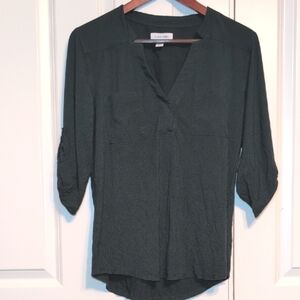 Calvin Klein Green Rolled Sleeve Blouse